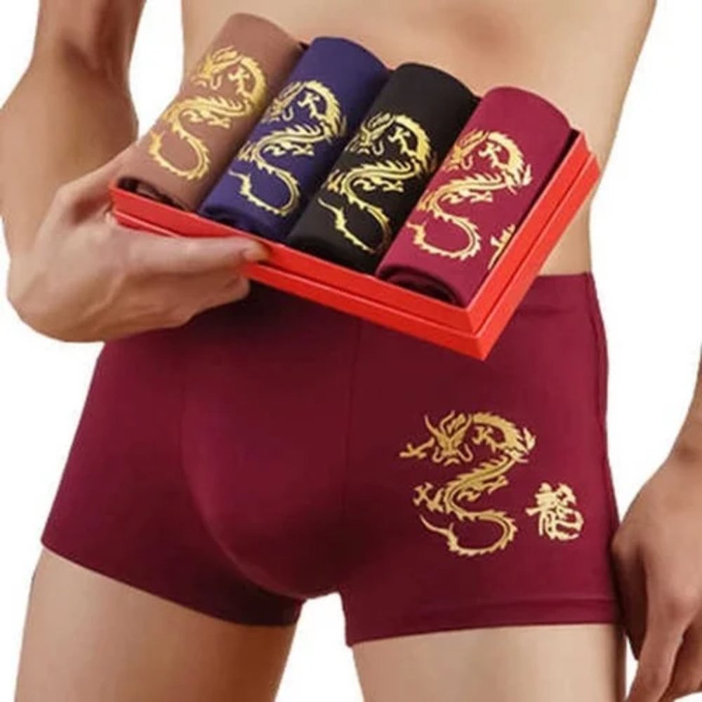 Gold Dragon Emblem Men's Boxer Briefs